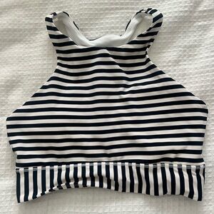 Striped Navy and White Crop Bra